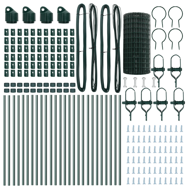 vidaXL Žogs ar stabu Zaļa 0,4 x 50 m Tērauds un PVC
