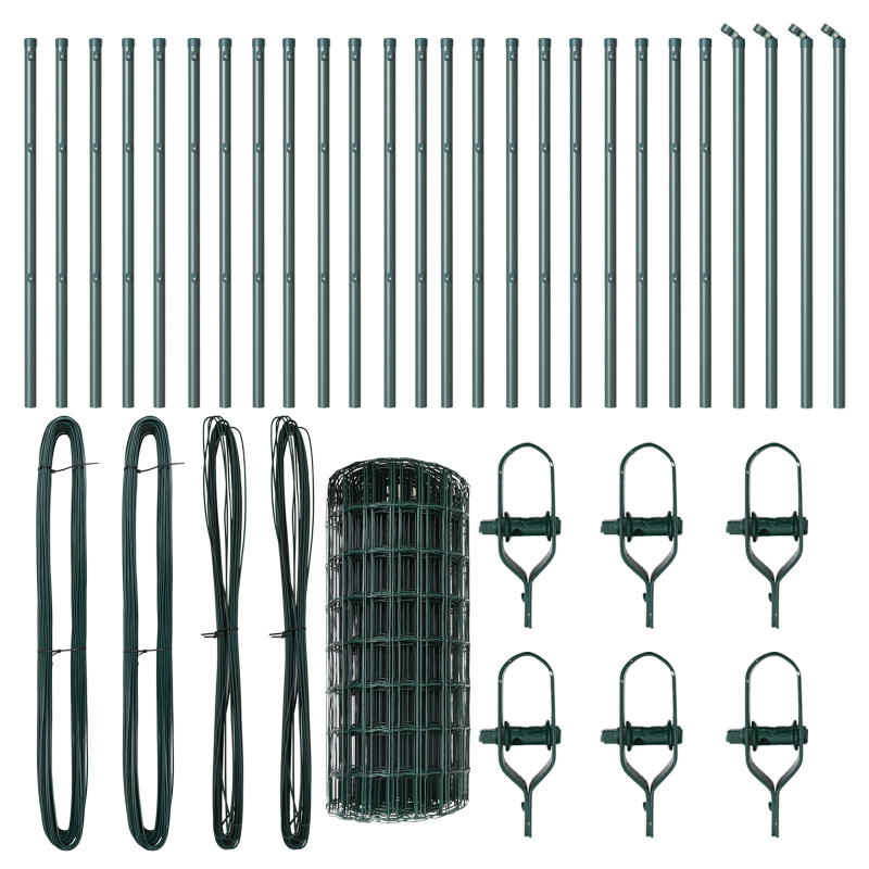 vidaXL Žogs ar stabu Zaļa 0,6 x 50 m Tērauds un PVC