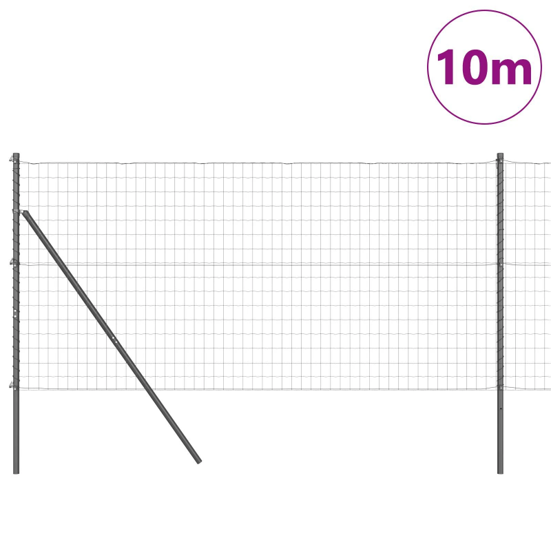 vidaXL Žogs ar stabu Pelēka 1 x 10 m Tērauds un PVC
