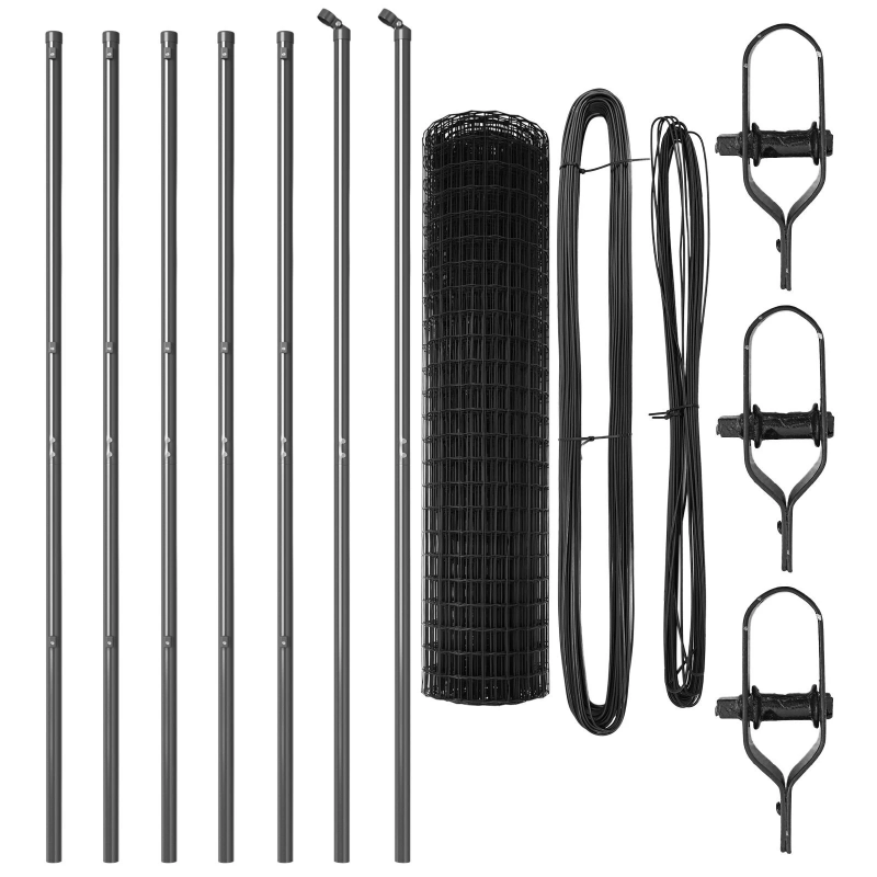 vidaXL Žogs ar stabu Pelēka 1 x 10 m Tērauds un PVC