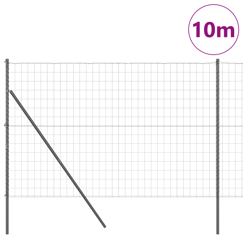 vidaXL Žogs ar stabu Pelēka 1,5 x 10 m Tērauds un PVC