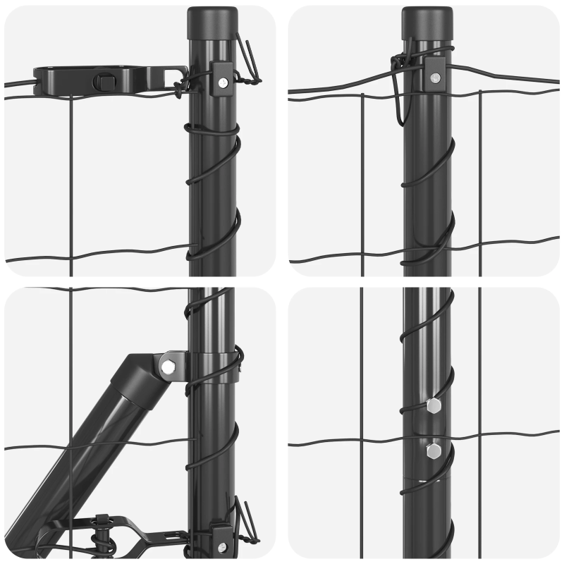 vidaXL Žogs ar stabu Pelēka 1,5 x 10 m Tērauds un PVC