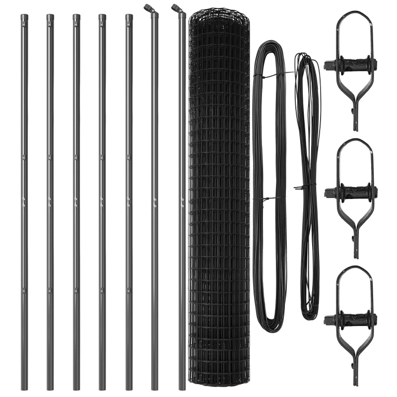 vidaXL Žogs ar stabu Pelēka 1,6 x 10 m Tērauds un PVC