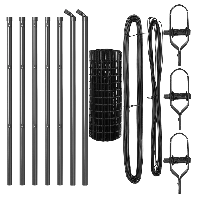 vidaXL Žogs ar stabu Pelēka 0,8 x 25 m Tērauds un PVC