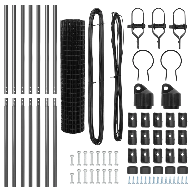 vidaXL Žogs ar stabu Pelēka 1,2 x 25 m Tērauds un PVC