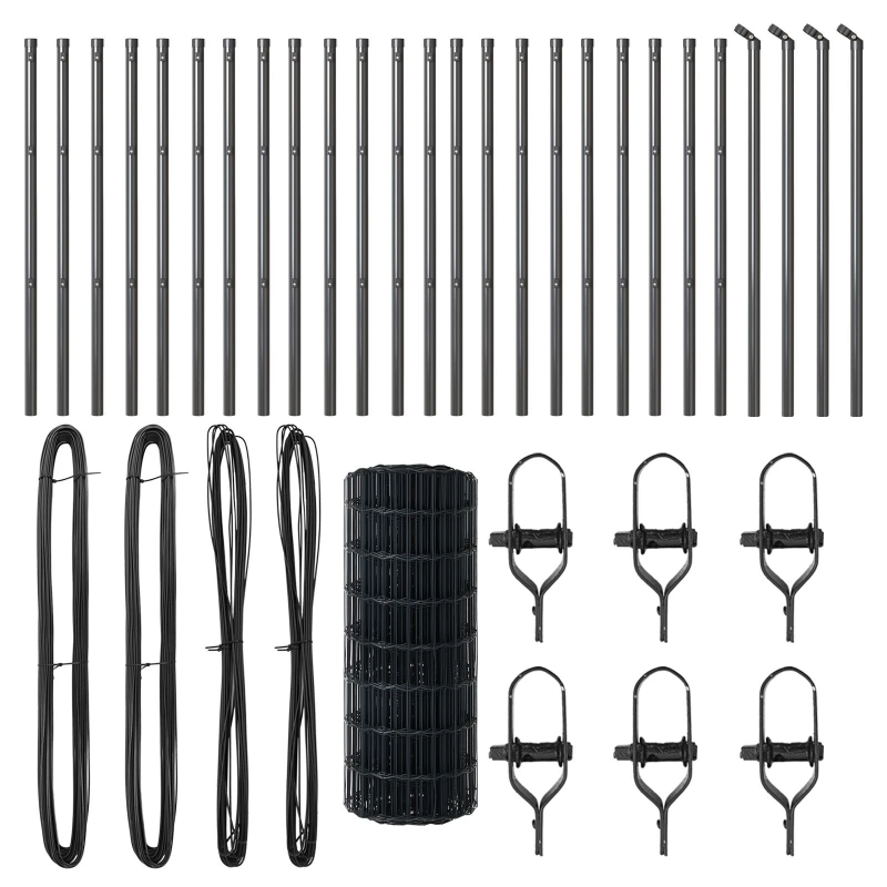 vidaXL Žogs ar stabu Pelēka 0,6 x 50 m Tērauds un PVC