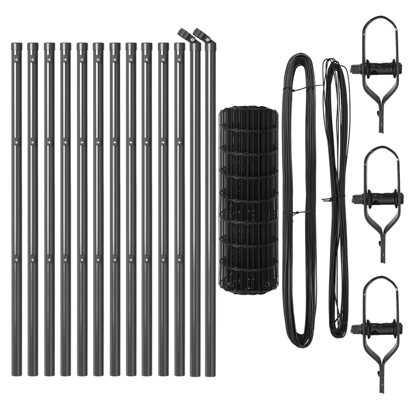 vidaXL Žogs ar stabu Pelēka 0,6 x 25 m Tērauds un PVC