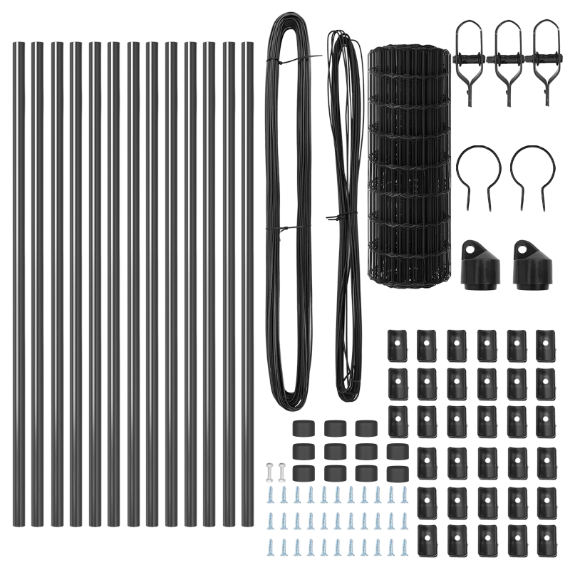 vidaXL Žogs ar stabu Pelēka 0,6 x 25 m Tērauds un PVC