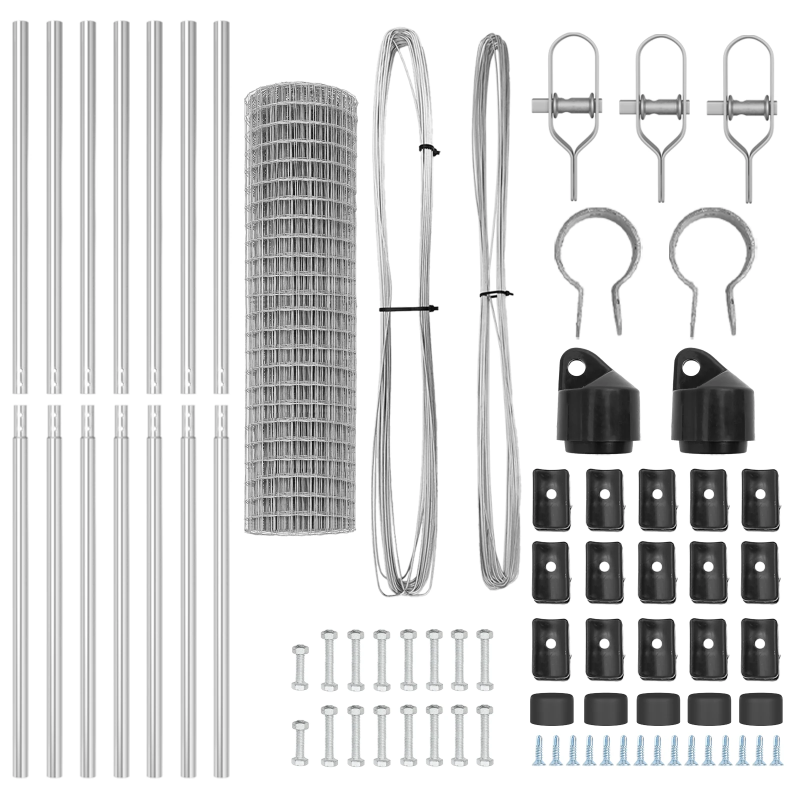 vidaXL Žogs ar stabu Sudraba 1 x 10 m Tērauds un PVC