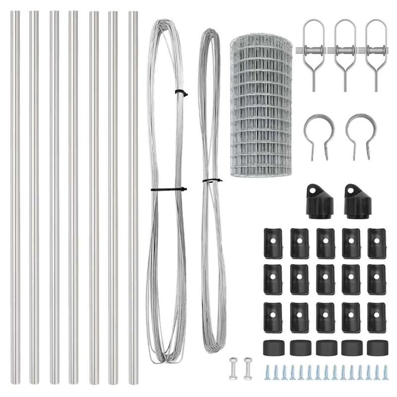 vidaXL Žogs ar stabu Pelēka 0,4 x 25 m Tērauds un PVC