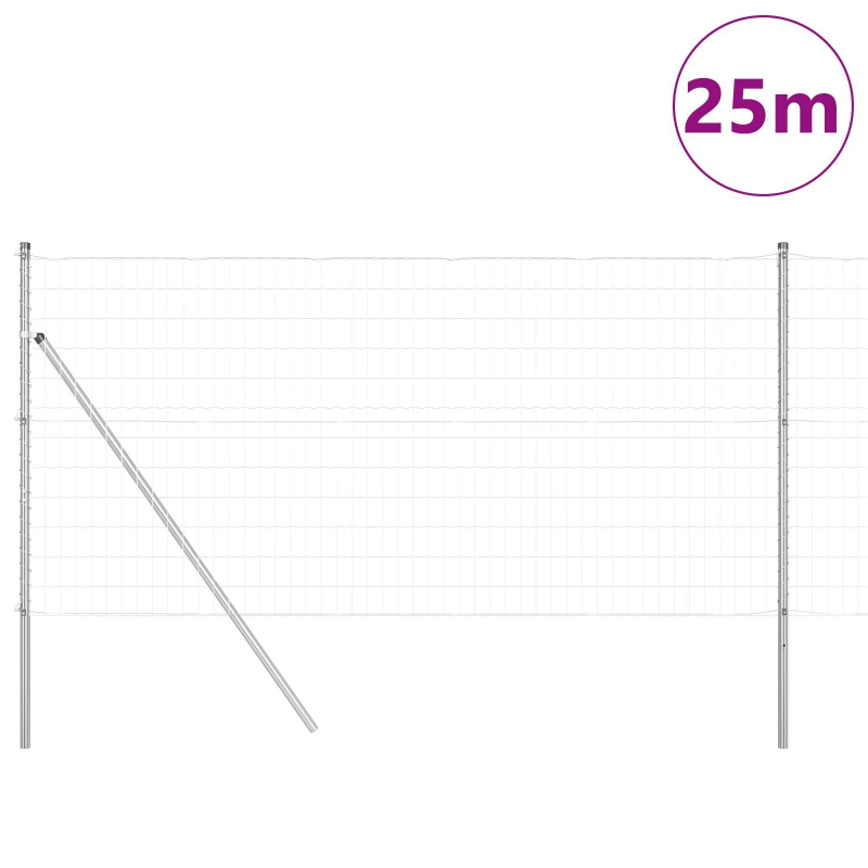 vidaXL Žogs ar stabu Sudraba 1 x 25 m Tērauds un PVC