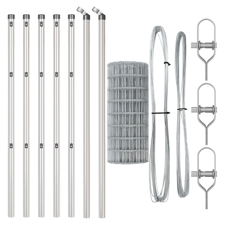 vidaXL Žogs ar stabu Sudraba 0,4 x 25 m Tērauds un PVC