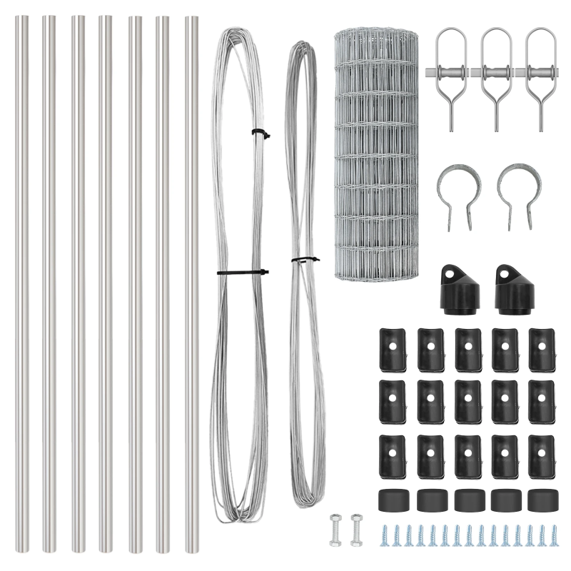 vidaXL Žogs ar stabu Sudraba 0,8 x 25 m Tērauds un PVC