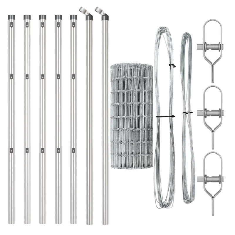 vidaXL Žogs ar stabu Sudraba 0,8 x 25 m Tērauds un PVC