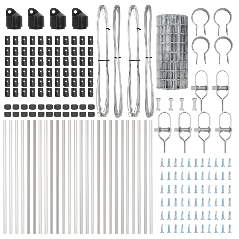 vidaXL Žogs ar stabu Sudraba 0,6 x 50 m Tērauds un PVC