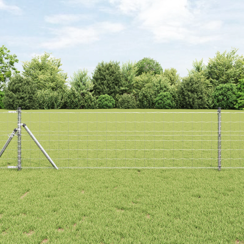 vidaXL Žogs ar stabu Sudraba 0,4 x 50 m Tērauds un PVC