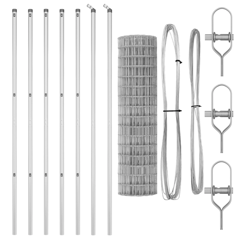 vidaXL Žogs ar stabu Sudraba 1 x 25 m Tērauds un PVC