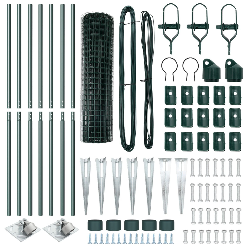 vidaXL Žogs ar stabu Zaļa 1,4 x 10 m Tērauds un PVC