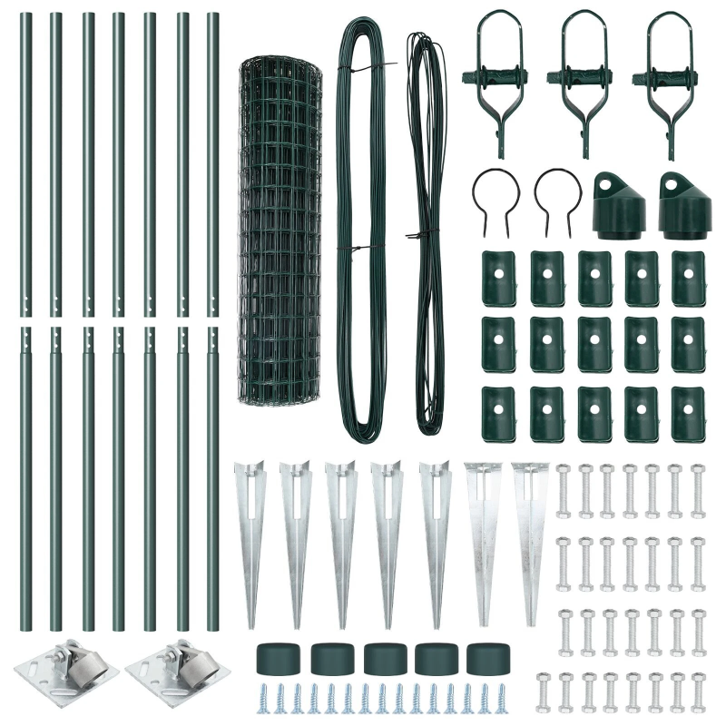 vidaXL Žogs ar stabu Zaļa 1,4 x 10 m Tērauds un PVC