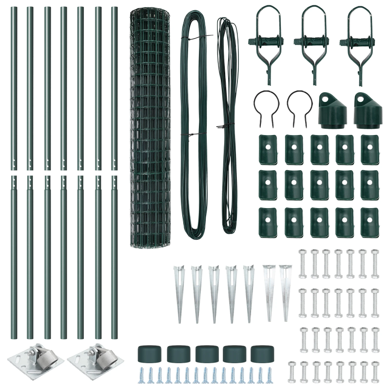 vidaXL Žogs ar stabu Zaļa 1,6 x 10 m Tērauds un PVC