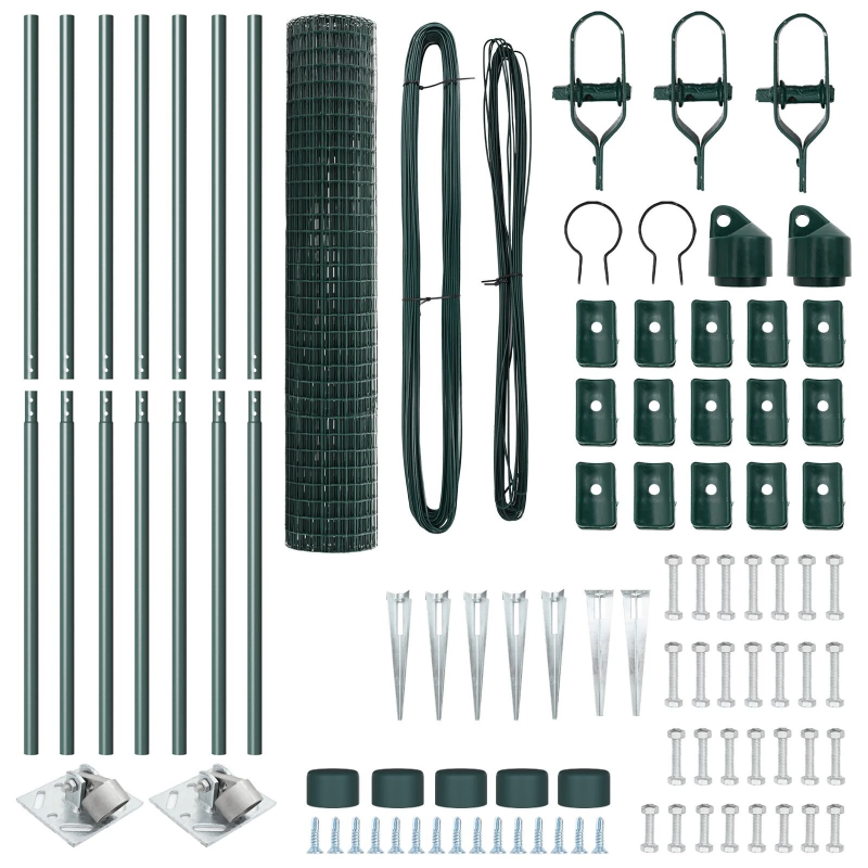 vidaXL Žogs ar stabu Zaļa 1,6 x 10 m Tērauds un PVC