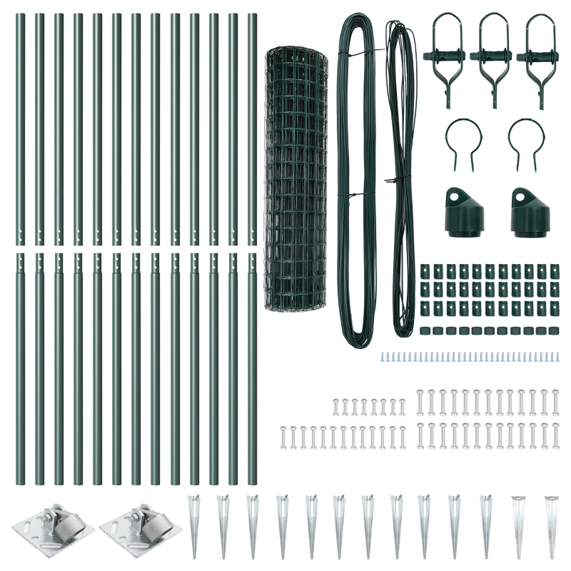vidaXL Žogs ar stabu Zaļa 1,2 x 25 m Tērauds un PVC