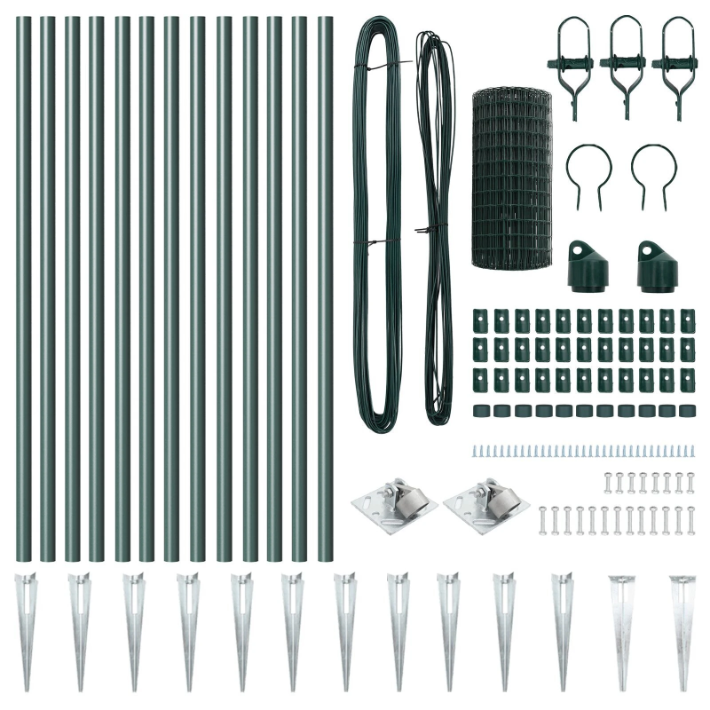 vidaXL Žogs ar stabu Zaļa 0,6 x 25 m Tērauds un PVC