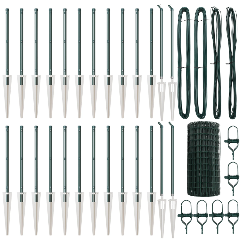 vidaXL Žogs ar stabu Zaļa 0,6 x 50 m Tērauds un PVC