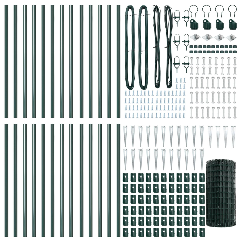 vidaXL Žogs ar stabu Zaļa 0,6 x 50 m Tērauds un PVC