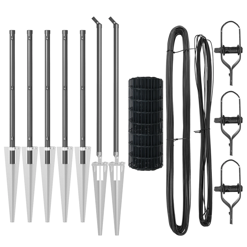 vidaXL Žogs ar stabu Pelēka 0,6 x 10 m Tērauds un PVC