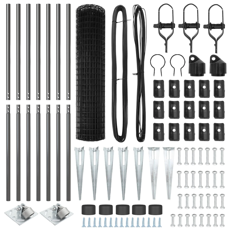 vidaXL Žogs ar stabu Pelēka 1,4 x 10 m Tērauds un PVC