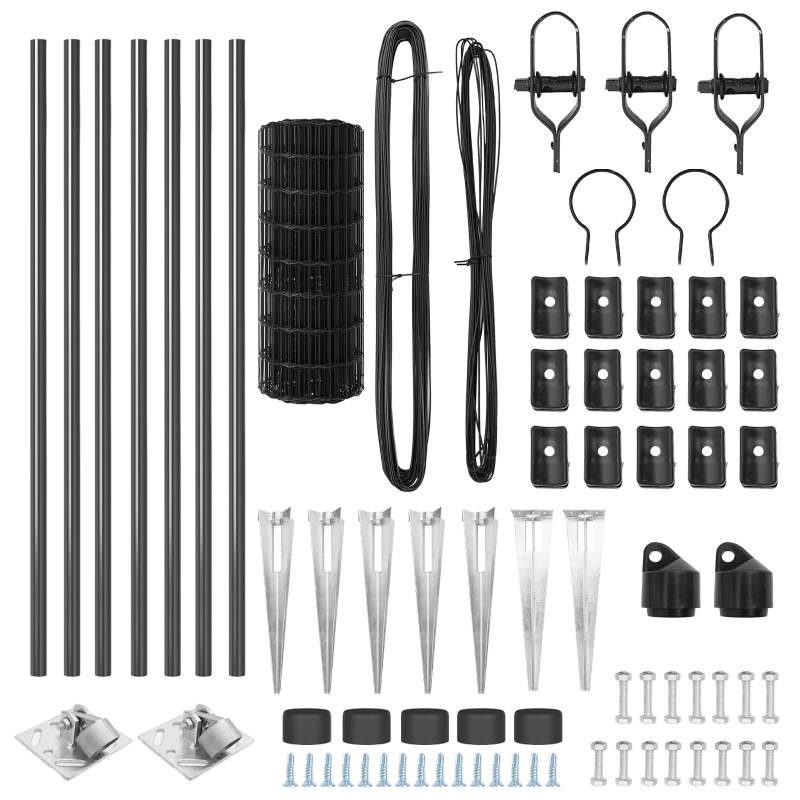 vidaXL Žogs ar stabu Pelēka 0,6 x 10 m Tērauds un PVC