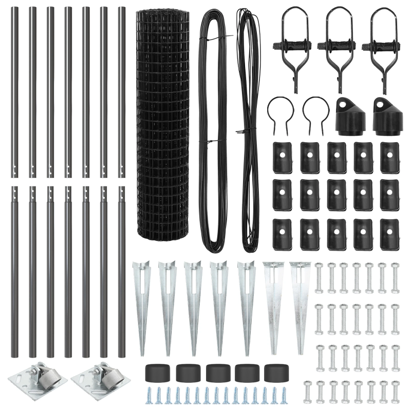 vidaXL Žogs ar stabiem. Pelēka 1.2 x 10 m Tērauds