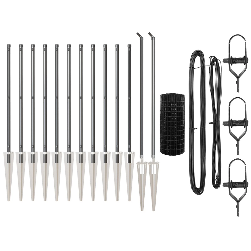 vidaXL Žogs ar stabu Pelēka 0,6 x 25 m Tērauds un PVC