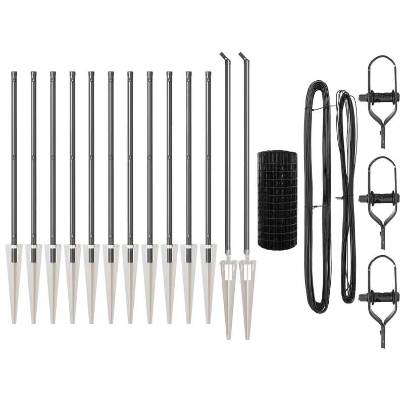 vidaXL Žogs ar stabu Pelēka 0,8 x 25 m Tērauds un PVC