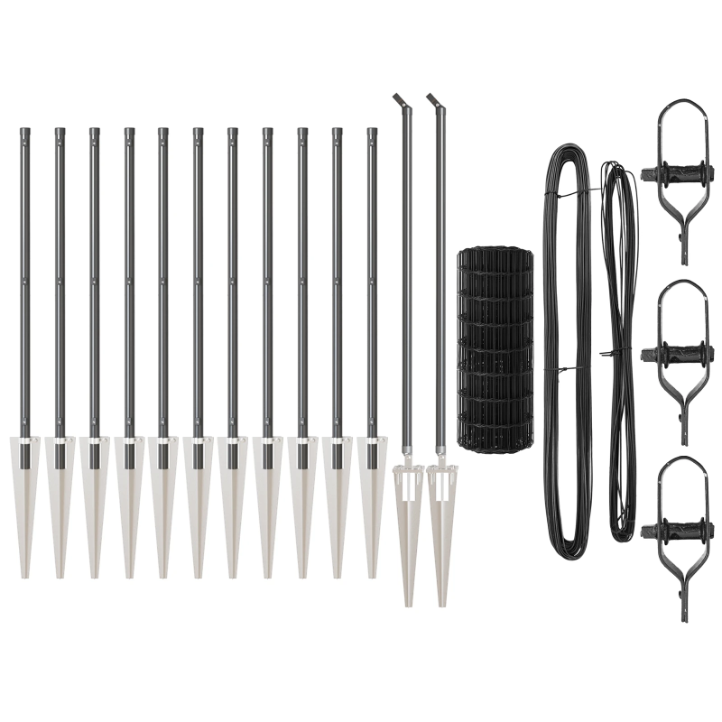 vidaXL Žogs ar stabu Pelēka 0,8 x 25 m Tērauds un PVC