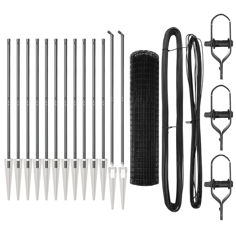 vidaXL Žogs ar stabu Pelēka 1,2 x 25 m Tērauds un PVC