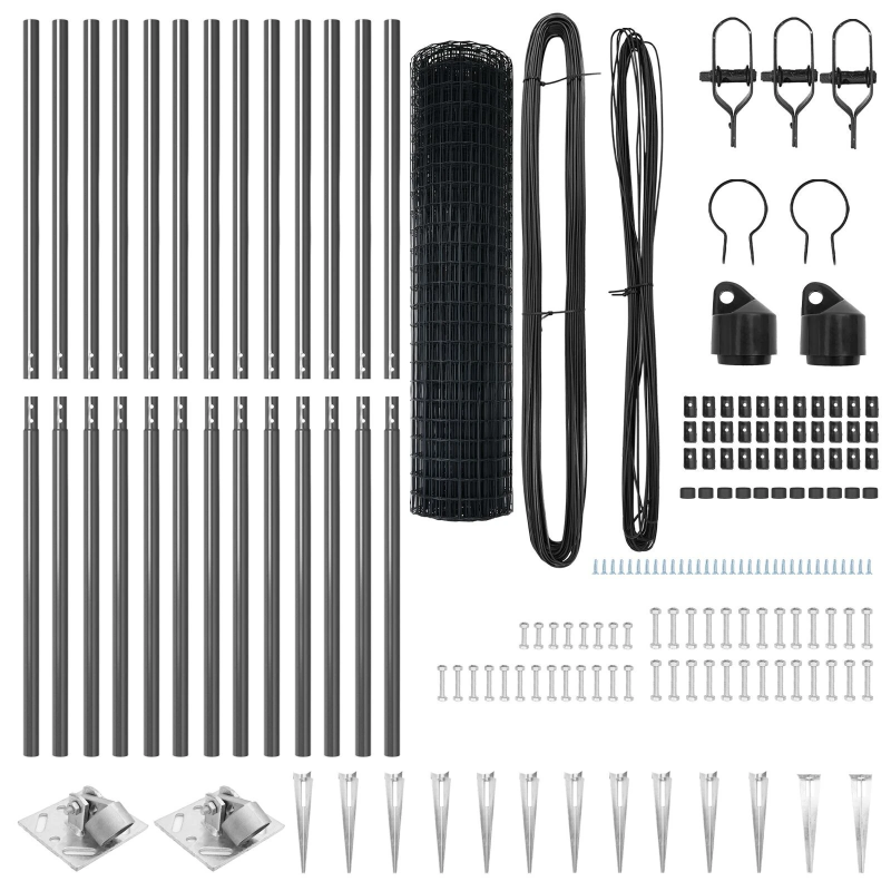 vidaXL Žogs ar stabu Pelēka 1,2 x 25 m Tērauds un PVC