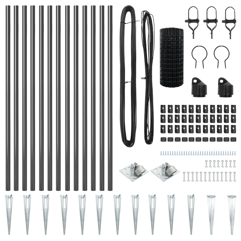 vidaXL Žogs ar stabiem. Pelēka 0.6 x 25 m Tērauds