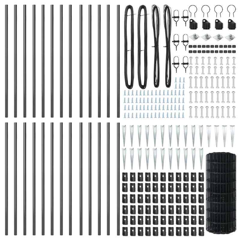vidaXL Žogs ar stabiem. Pelēka 0.4 x 50 m Tērauds