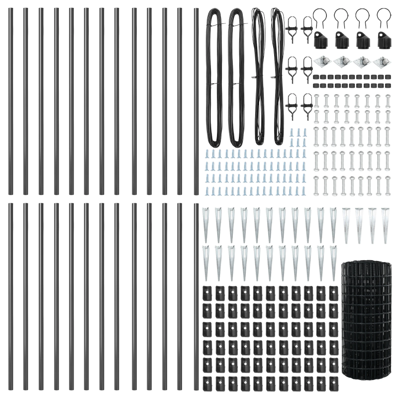 vidaXL Žogs ar stabiem. Pelēka 0.4 x 50 m Tērauds