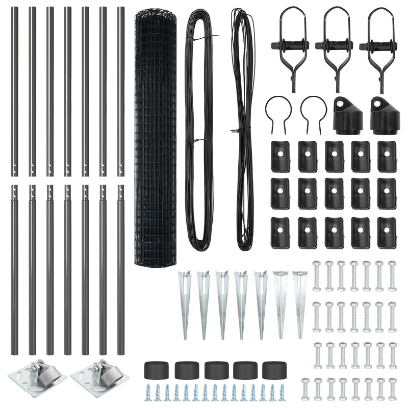 vidaXL Žogs ar stabiem. Pelēka 1.6 x 10 m Tērauds