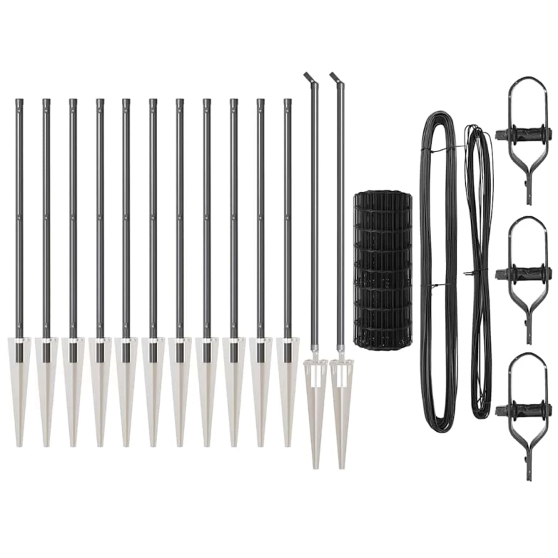 vidaXL Žogs ar stabiem. Pelēka 0.8 x 25 m Tērauds