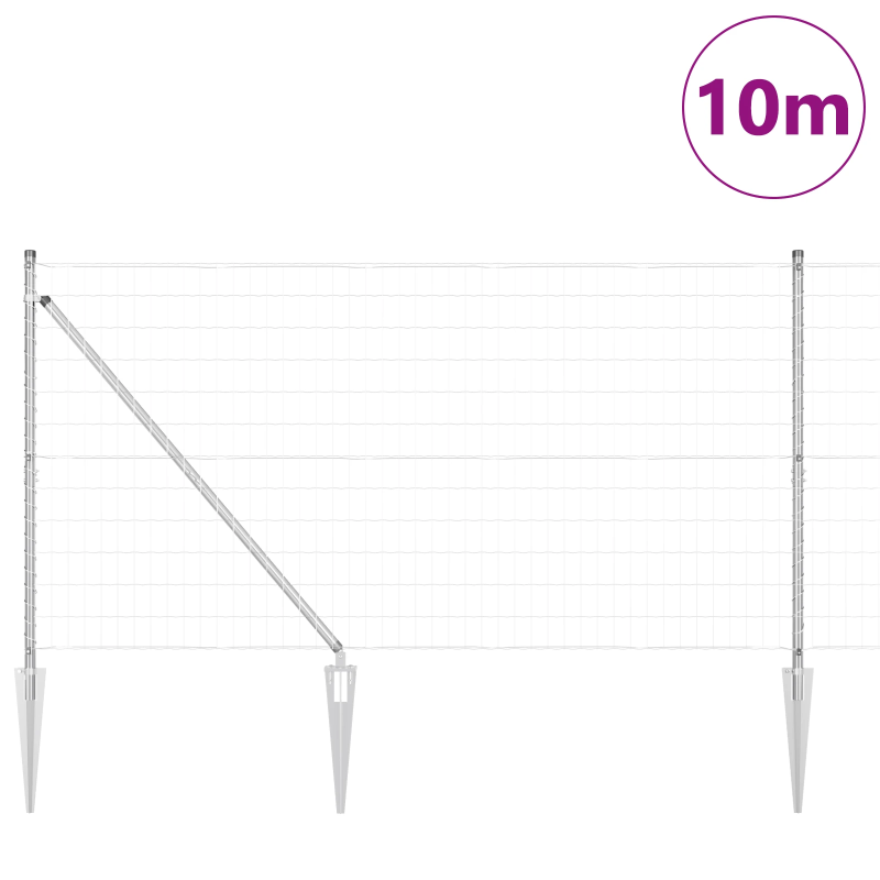 vidaXL Žogs ar stabu Sudraba 1,2 x 10 m Tērauds