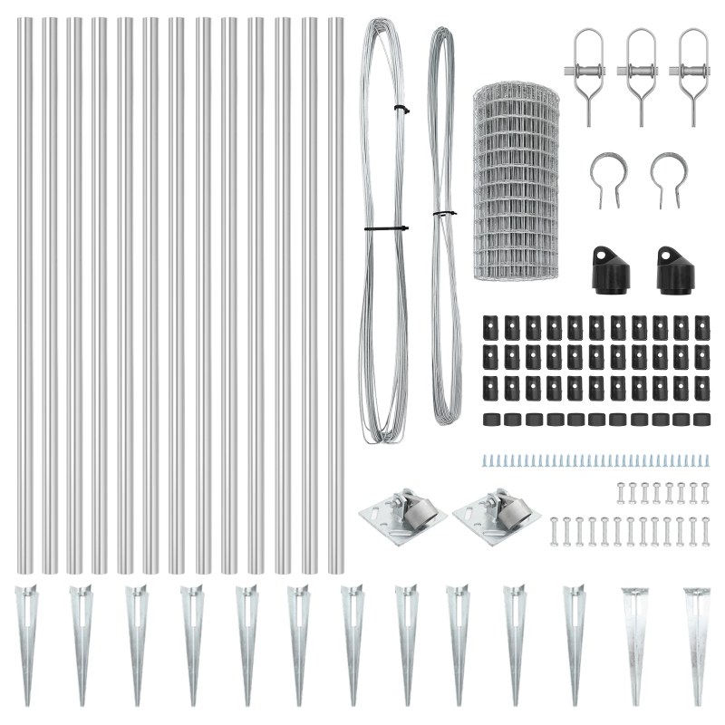 vidaXL Žogs ar stabu Sudraba 0,4 x 25 m Tērauds