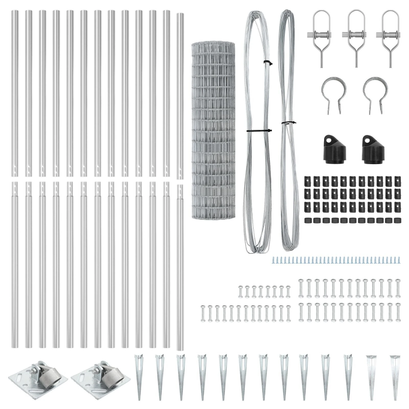 vidaXL Žogs ar stabu Sudraba 1,2 x 25 m Tērauds