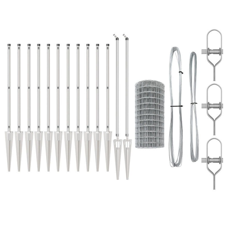 vidaXL Žogs ar stabu Sudraba 0,6 x 25 m Tērauds