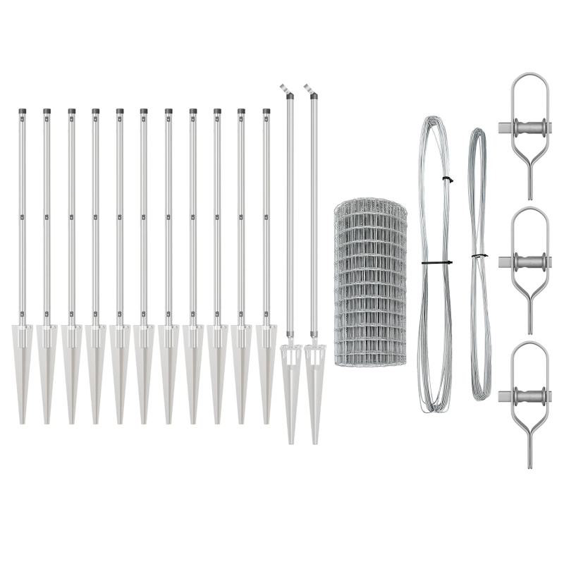 vidaXL Žogs ar stabu Sudraba 0,8 x 25 m Tērauds
