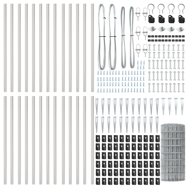 vidaXL Žogs ar stabu Sudraba 0,4 x 50 m Tērauds