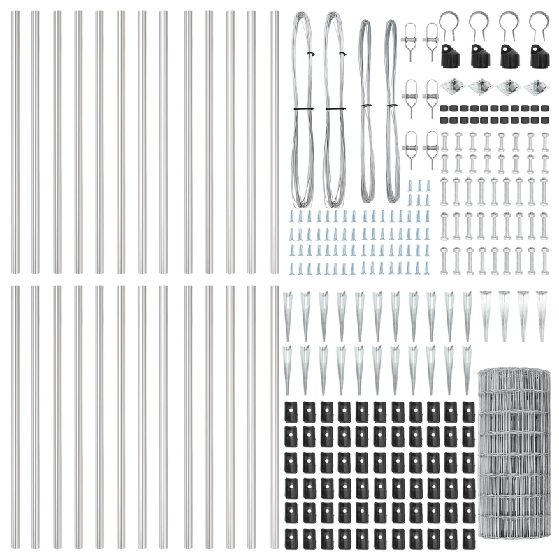 vidaXL Žogs ar stabu Sudraba 0,6 x 50 m Tērauds